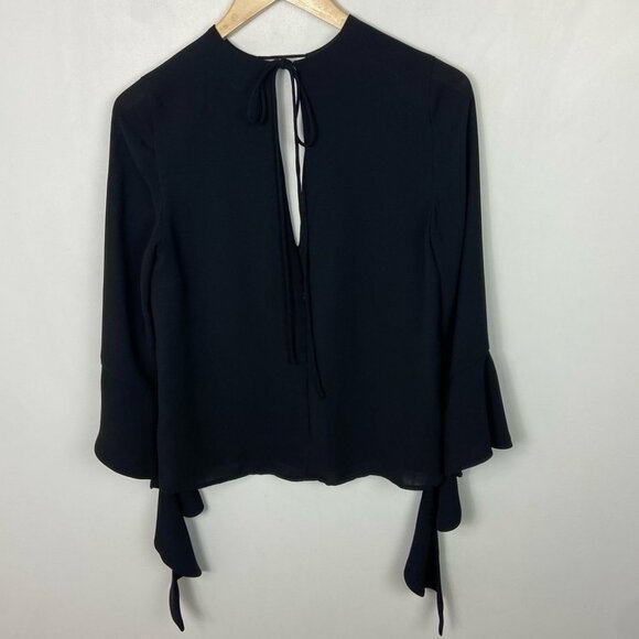 Revolve C/MEO Gossamer Spelt Out Long‎ Sleeve Black Top Size Small Bell Sleeve S - Picture 13 of 15